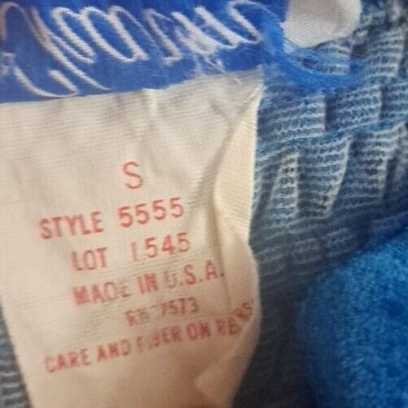 Womens Vintage Velour Robe Housecoat Blue Ultra Soft 3/4 Zip Pocket USA Made S - Picture 5 of 6